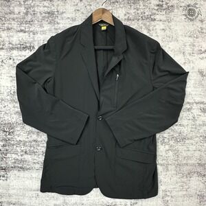 Eddie Bauer Travex Voyager Travel Blazer Men's 42 Black Two Button Zip Pocket